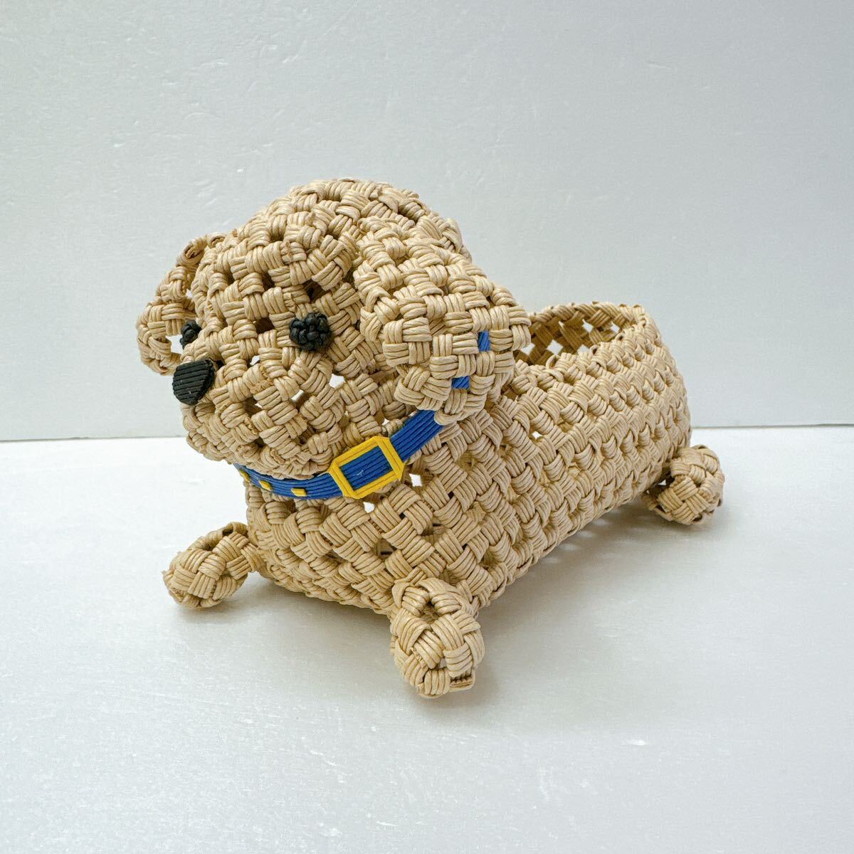 ハンドメイド エコクラフト 紙バンド 小物入れ 収納 犬ver ハンドメイド エコクラフト 紙バンド 小物入れ 収納 犬ver