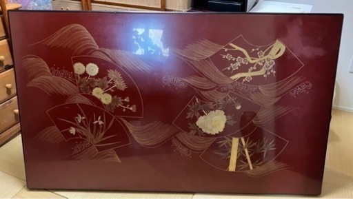座敷机 蒔絵 （漆塗り脚付膳 朱塗り 金銀蒔絵 和モダン トレー