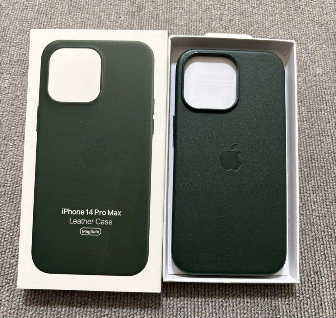 Apple純正iPhone 14 ProMaxレザーケスForest green （Amazon.co