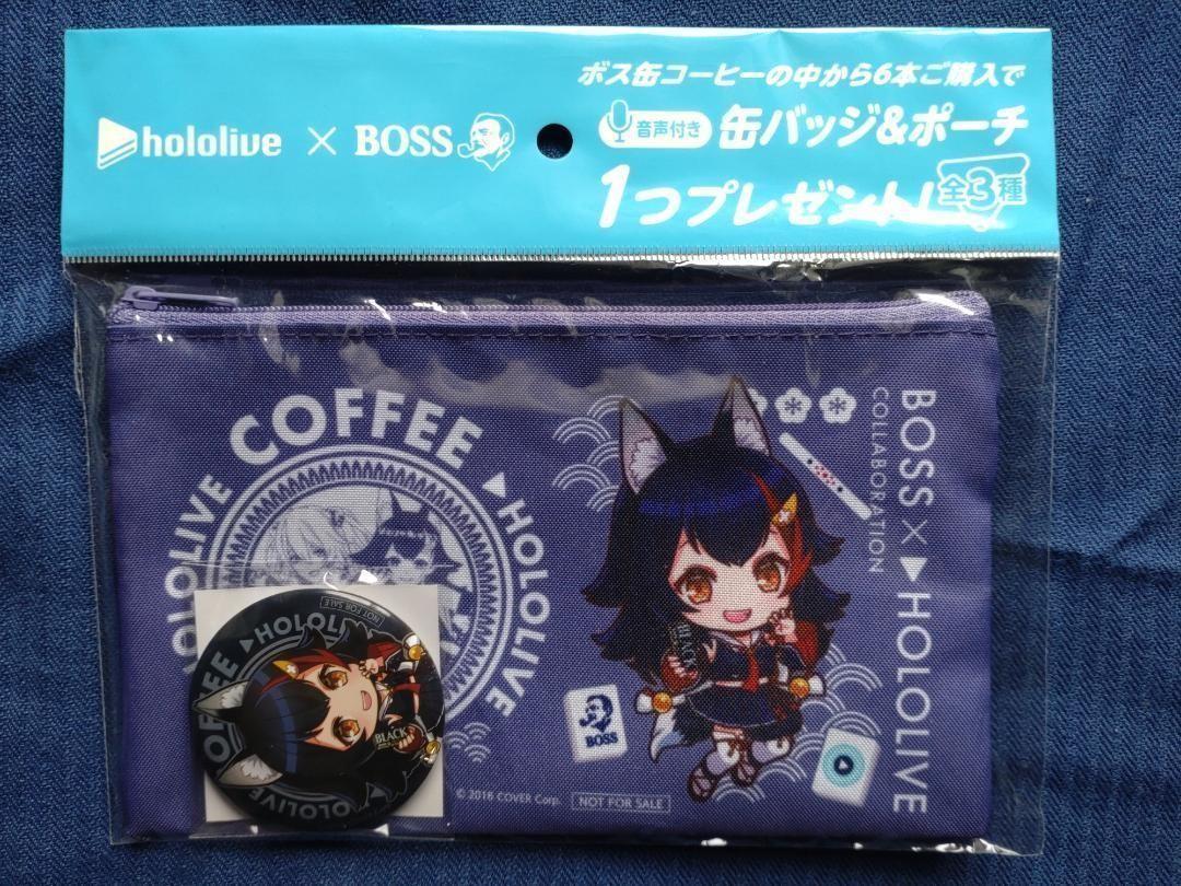 ホロライブ×BOSS 音声付き缶バッジ&ポーチ 大神ミオ（しまパト