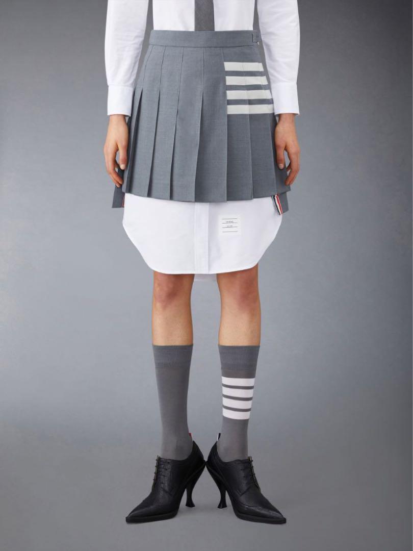 【関税負担なし】 THOM BROWNE ミニ スカート - ダークグレー Thom Browne 4BAR プリーツ ミニスカート 通販 - FARFETCH
