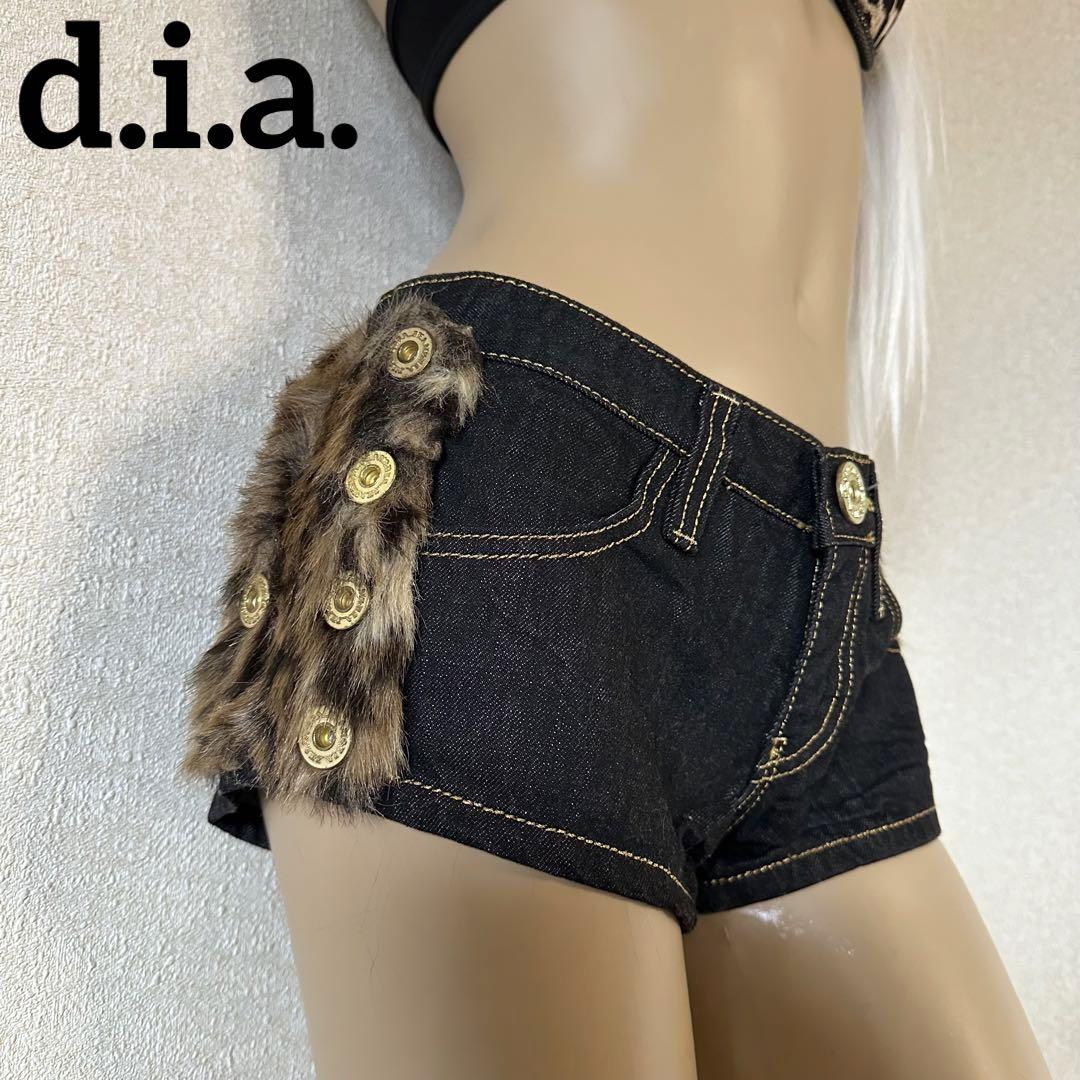 d.i.a. 】ファー付きデニムショートパンツ ヒョウ柄 ギャル