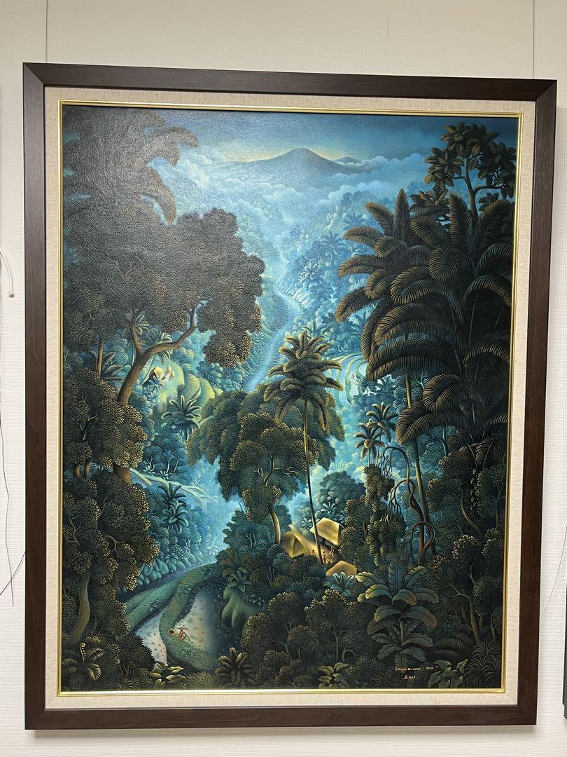 絵画　熱帯の農村風景　油彩画 絵画 熱帯の棚田風景 油彩画 （絵画 日本の田園風景と青空 風景