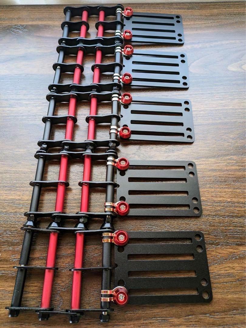 腰道具 腰袋 工具差し 黒×赤 5組 ベルトループ 付き4連チェーン