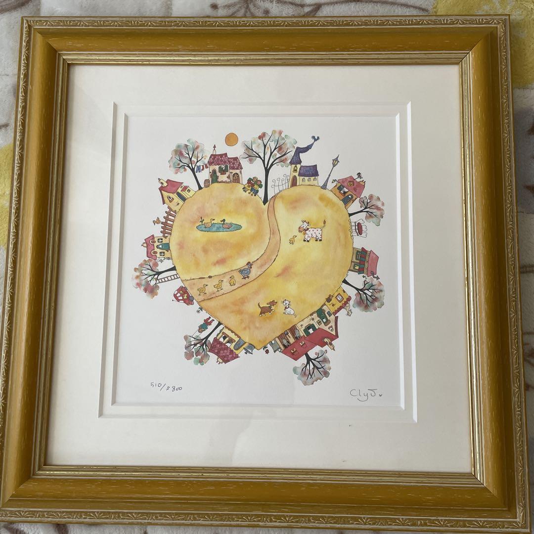 【美品】絵画　クリープ　ゴールデンハート　シリアルナンバーあり　木製額付き 絵画 クリープ ゴールデンハート シリアルナンバーあり 木製額