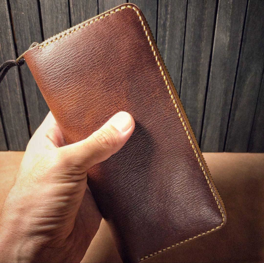 手染め・手縫いの長財布【Round Zipper Wallet】 手染め・手縫いの長財布【Round Zipper Wallet】 （オーダー