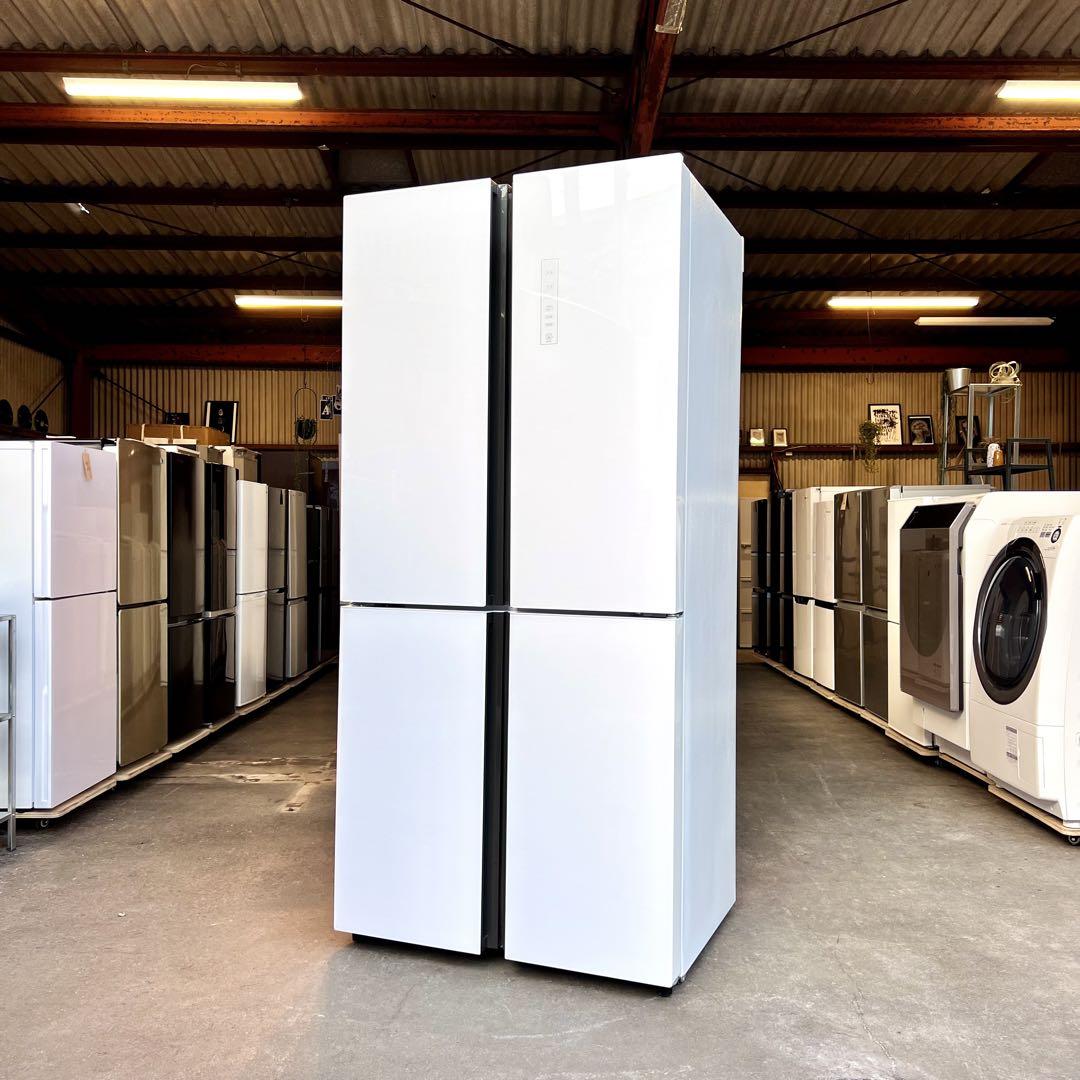 2019年製Haier冷蔵庫468L ガラストップ スリム 設置まで✨ Haier 大容量 冷蔵庫 468L ガラストップ（冷蔵庫の