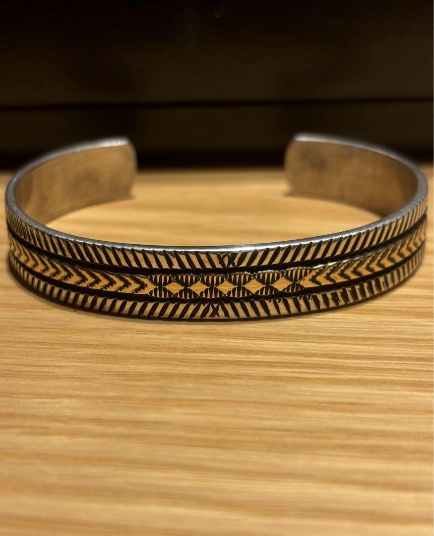ブルースモーガン　14k バングル　手首17〜18cm　金　銀　シルバー ナバホ ブルースモーガン 14k バングル 手首17〜18cm 金 銀 シルバー