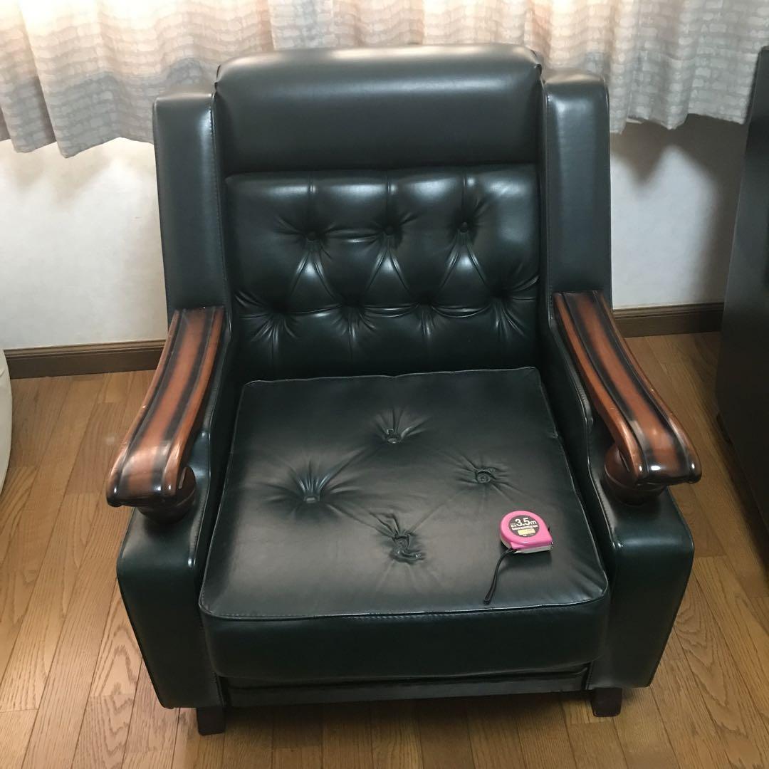 3/15までの出品　★70年代　昭和レトロ ダークグリーン 1人掛けソファ 3/15までの出品 ☆70年代 昭和レトロ ダークグリーン 1人掛け