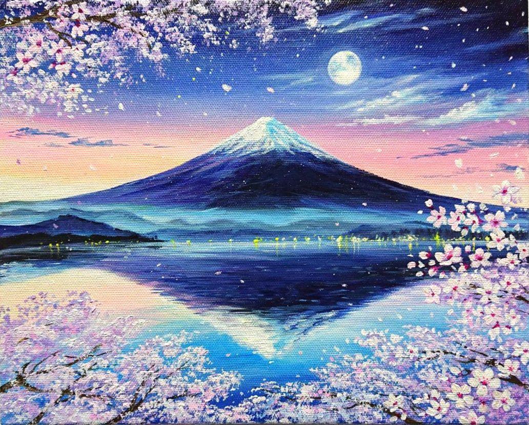 【春爛漫】アクリル画 F3 風景画 絵画 咲き誇る桜】アクリル画 F3 風景画 絵画（桜月導き酔う」 by