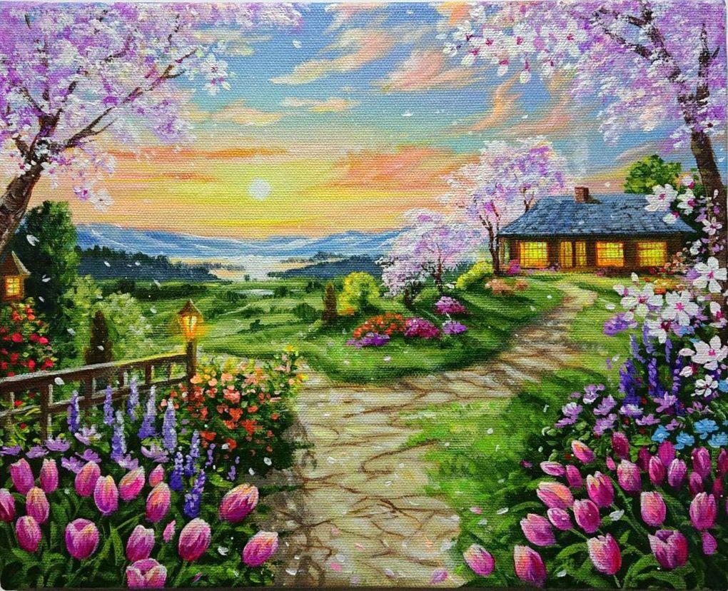 春の到来・桜】アクリル画 F3 風景画 絵画 原画 - メルカリ