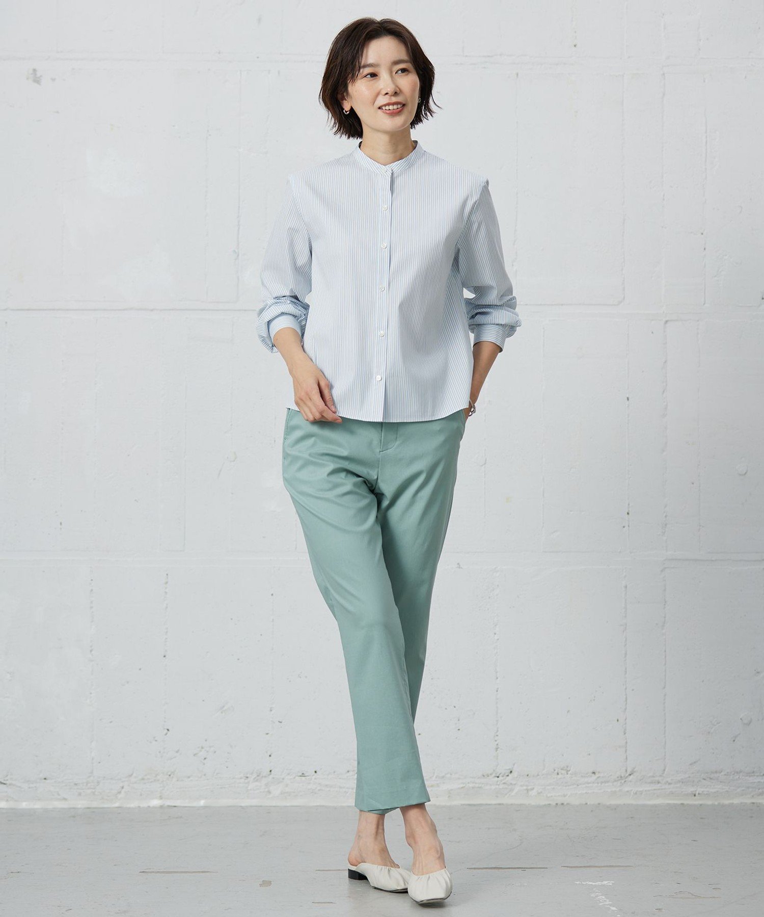 【洗える】BEZ VEGA シャツカラー ブラウス 洗える】BEZ VEGA シャツカラー ブラウス / J.PRESS LADIES S