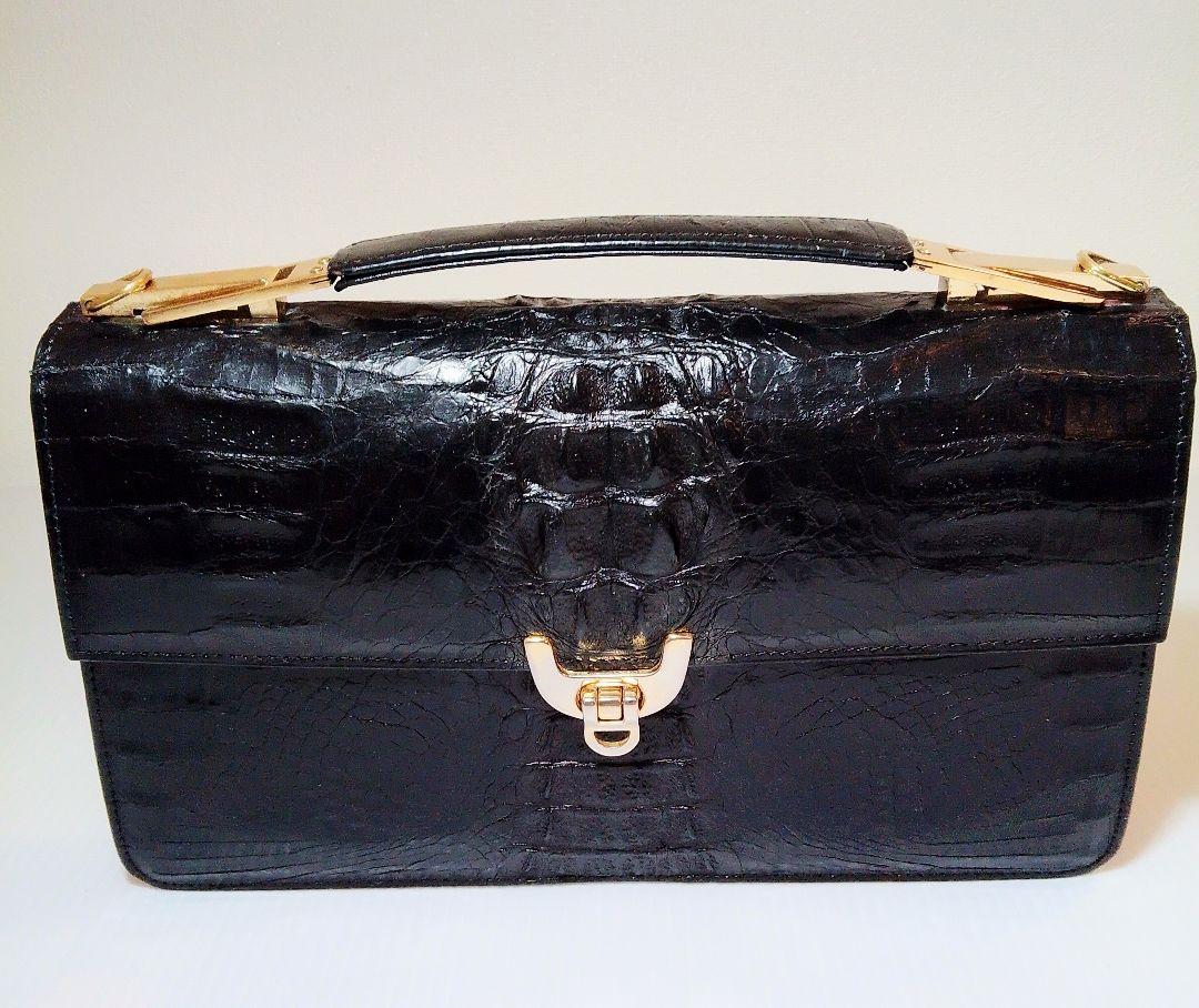 GENUINE CROCODILE SKIN クロコダイル ハンドバック 黒 （kaiyo
