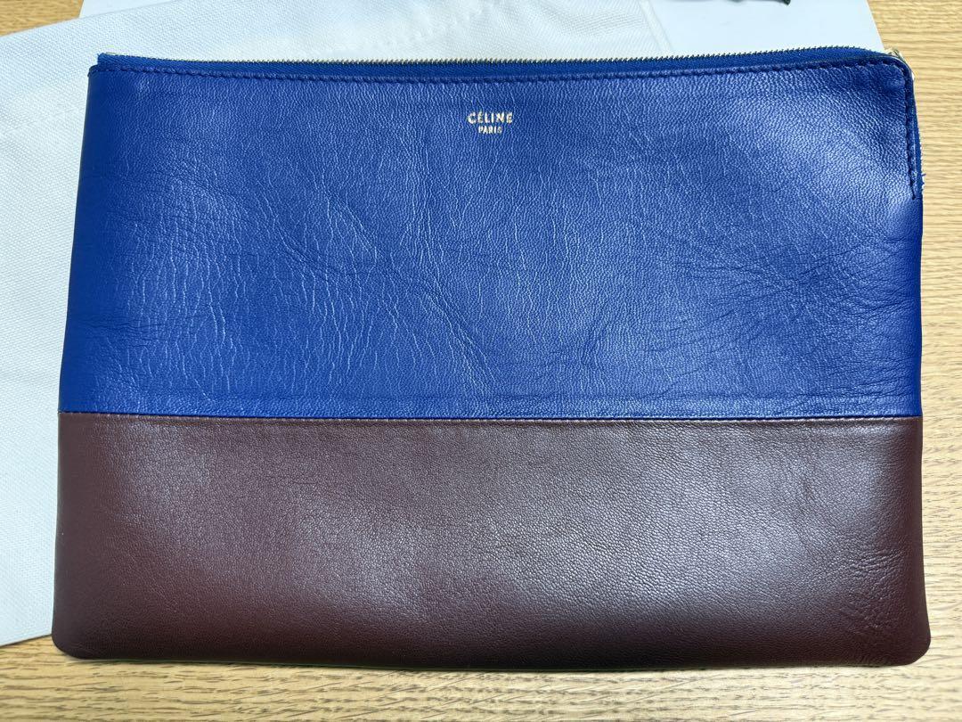 CELINE セリーヌ バイカラー レザークラッチ バッグ ラムスキン