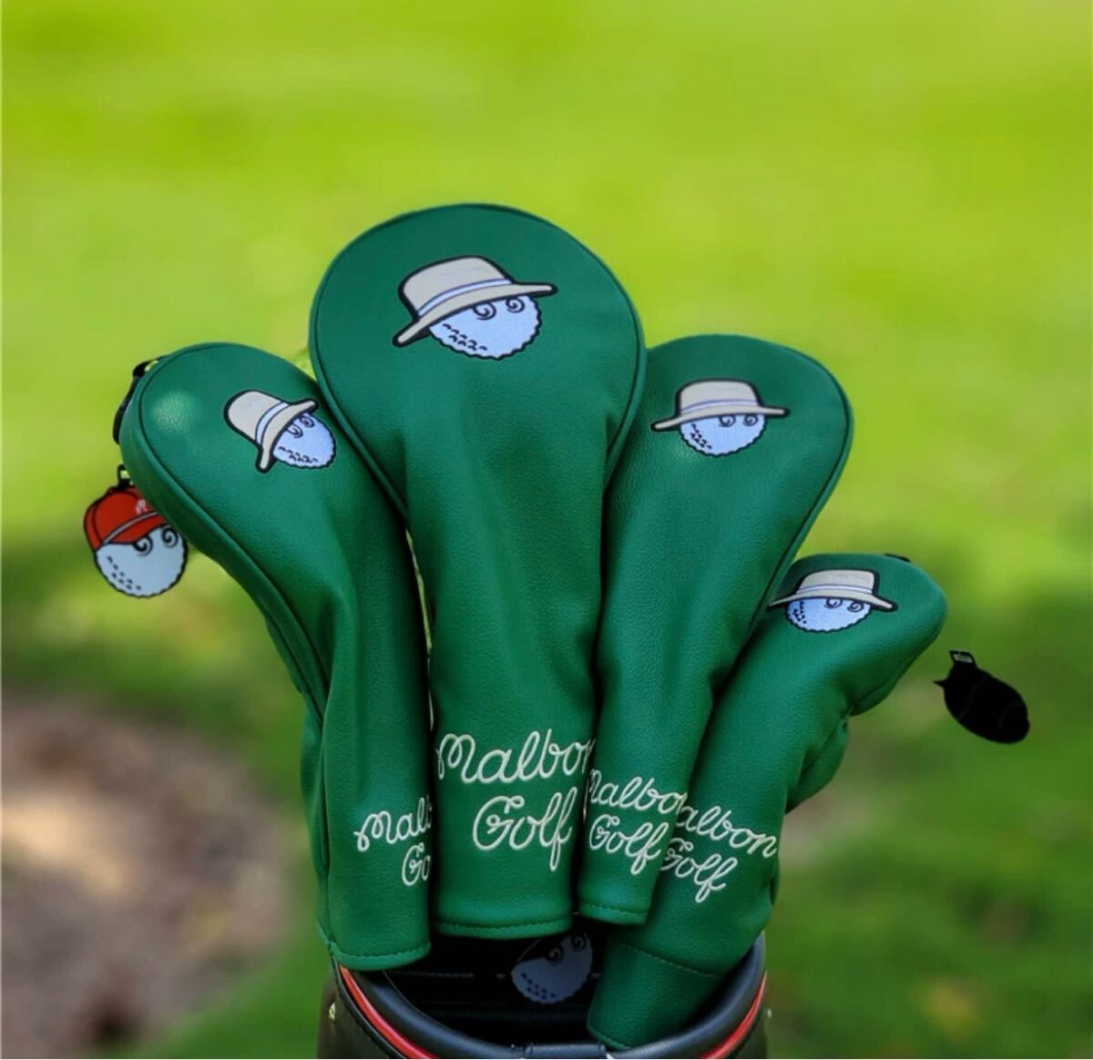 新品4点セット マルボンゴルフヘッドカバー　グリーン色 新品4点セット マルボンゴルフヘッドカバー グリーン色（マル