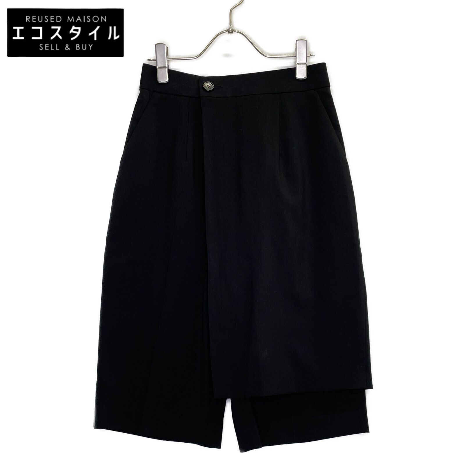 ENFOLD エンフォルド 24SS ブラック LAYERED HALF-TROUSERS 36