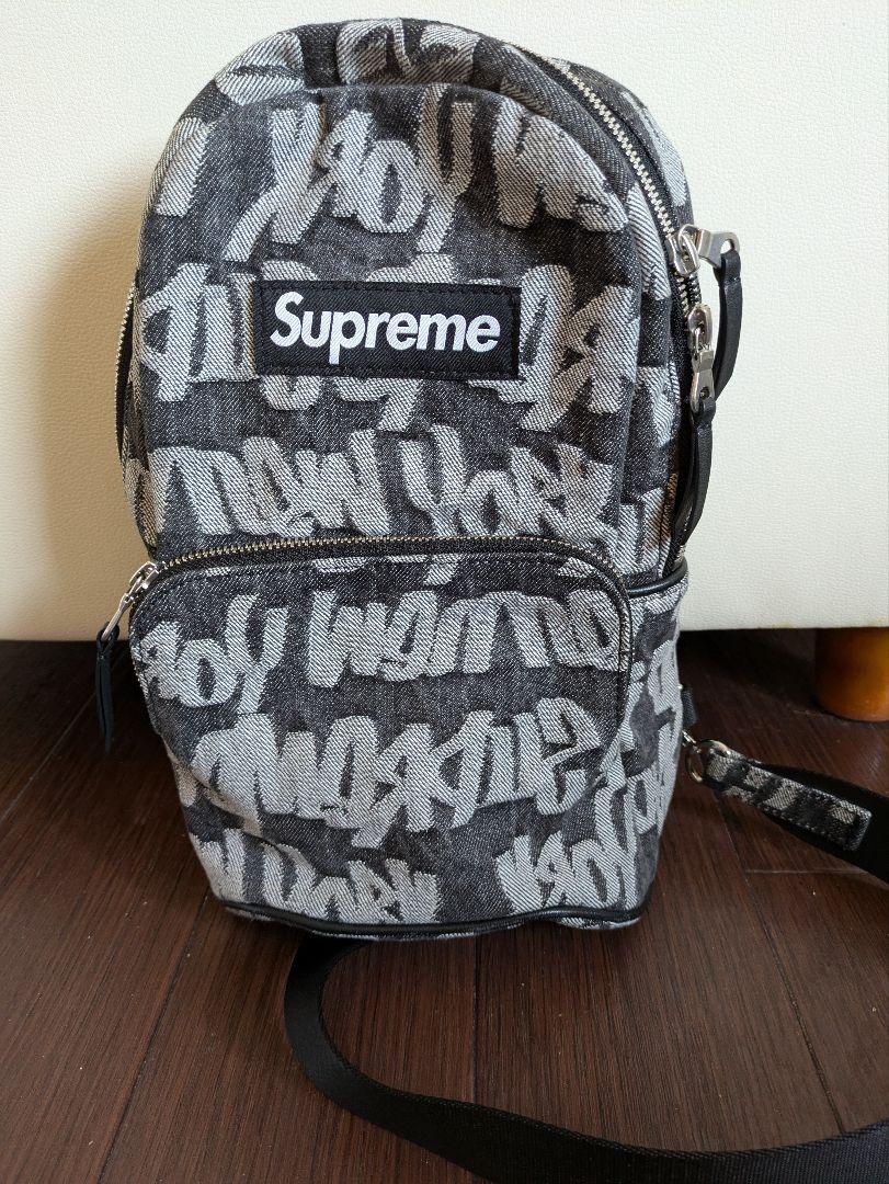 SupremeファットティップジャカードBLACKデニムスリングバック