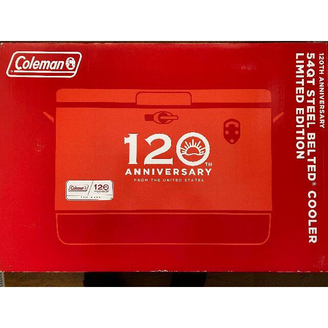 Coleman - コールマン 120th 120周年 アニバーサリー スチールベルトクーラー 新品 Coleman (コールマン) スチールベルトクーラー 54QT レッド 120