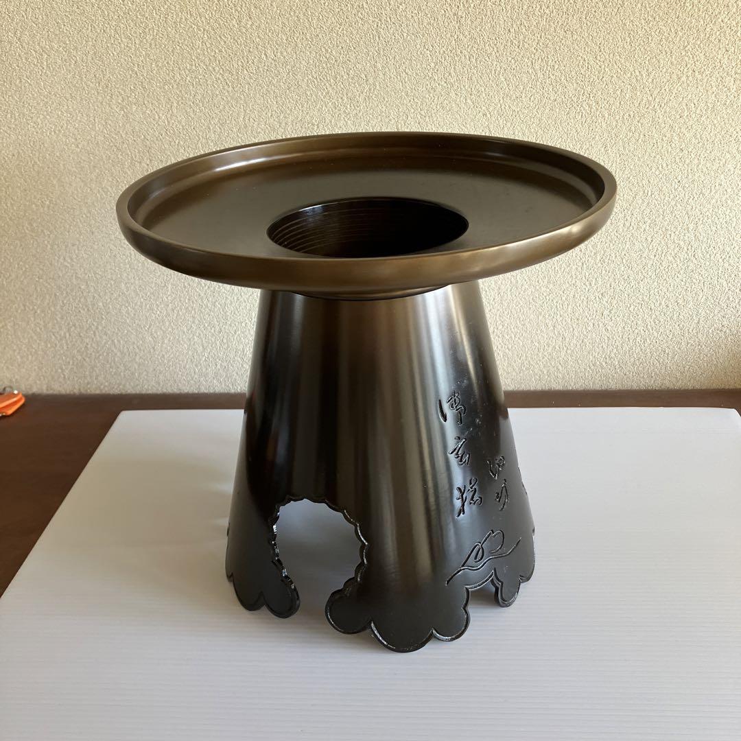 御玄猪 唐銅 池坊　ボール箱入　華道具　花器　花瓶　生け花 薄端花器 唐銅 中光 紙箱入 華道具 池坊 御玄猪 金属工芸 伝統