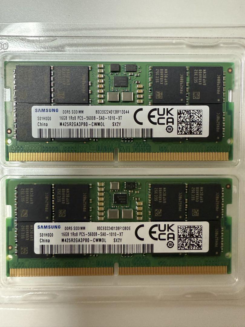 32GB (16GB×2) Samsung DDR5 5600MHz ノート用（SAMSUNG 16GB