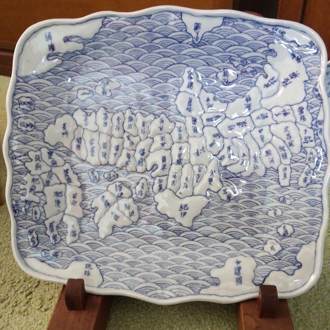 地図皿 古伊万里（うまか陶】田中丸コレクション・染付日本地図