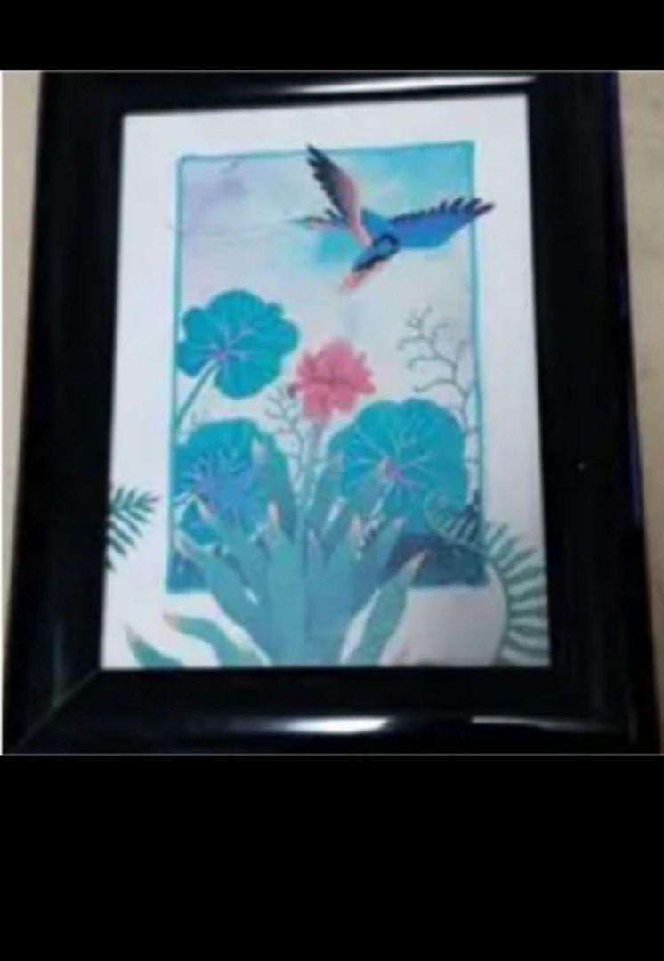 絵画J・HOOK KINGFISHER IN AN EXOTTC GARDEN（Kingfisher art