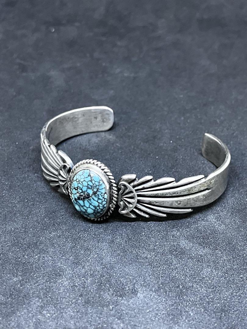 シルバー ナバホ族 バングル　Wilson Begay Sterling silver ナバホ族ターコイズバングル〈Wilson Begay