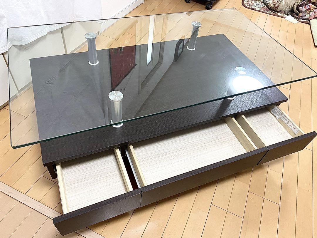 Martin1213 ✨ニトリ　ガラステーブル　収納引き出し付き　美品 Martin1213 様専用✨ニトリ ガラステーブル 収納引き出し付き 美