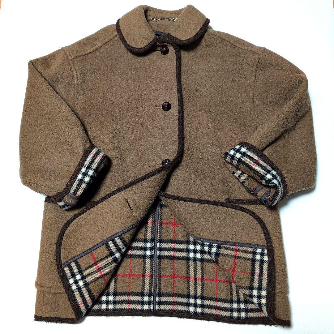 英国製!! BURBERRY ウールコート くるみボタン ノバチェック レッド