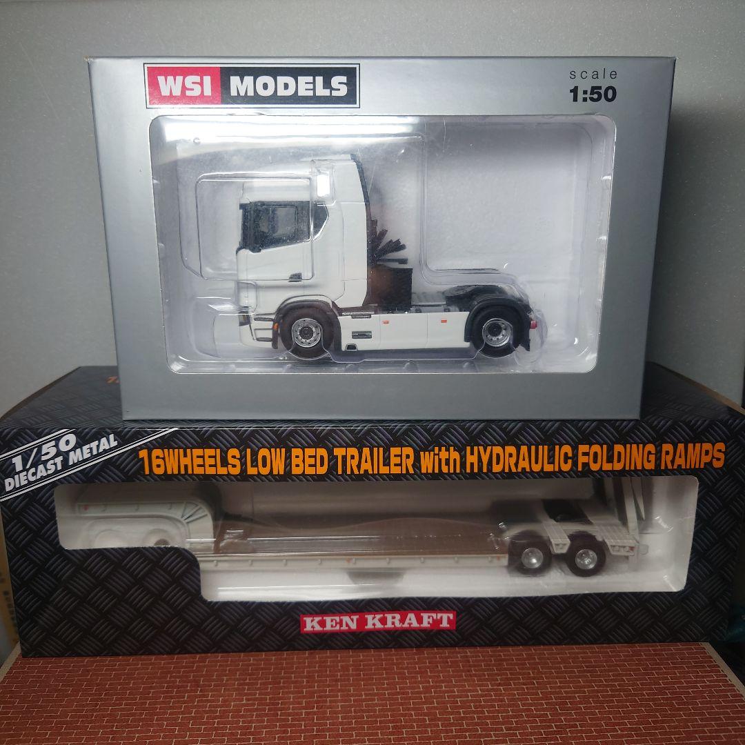 ケンクラフト HINO PROFIA トラクター 16輪トレーラー自動歩み付き 1/50 自動歩み付 16輪中低床トレーラケンクラフト