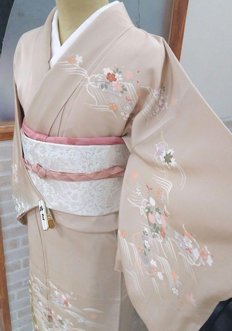 訪問着4点フルセット、着物、袋帯、帯締め、帯揚げ （訪問着