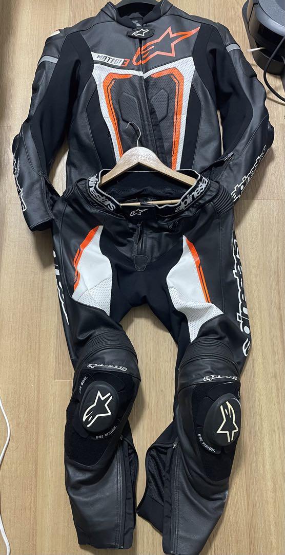 Alpinestars 革ツナギ 黒 オレンジ moteg 3（レーシングスーツ