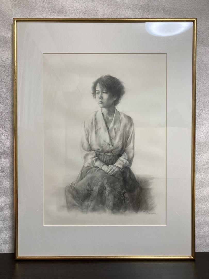 特別出品】木原和敏 デッサン 直筆サイン 真筆 美人画