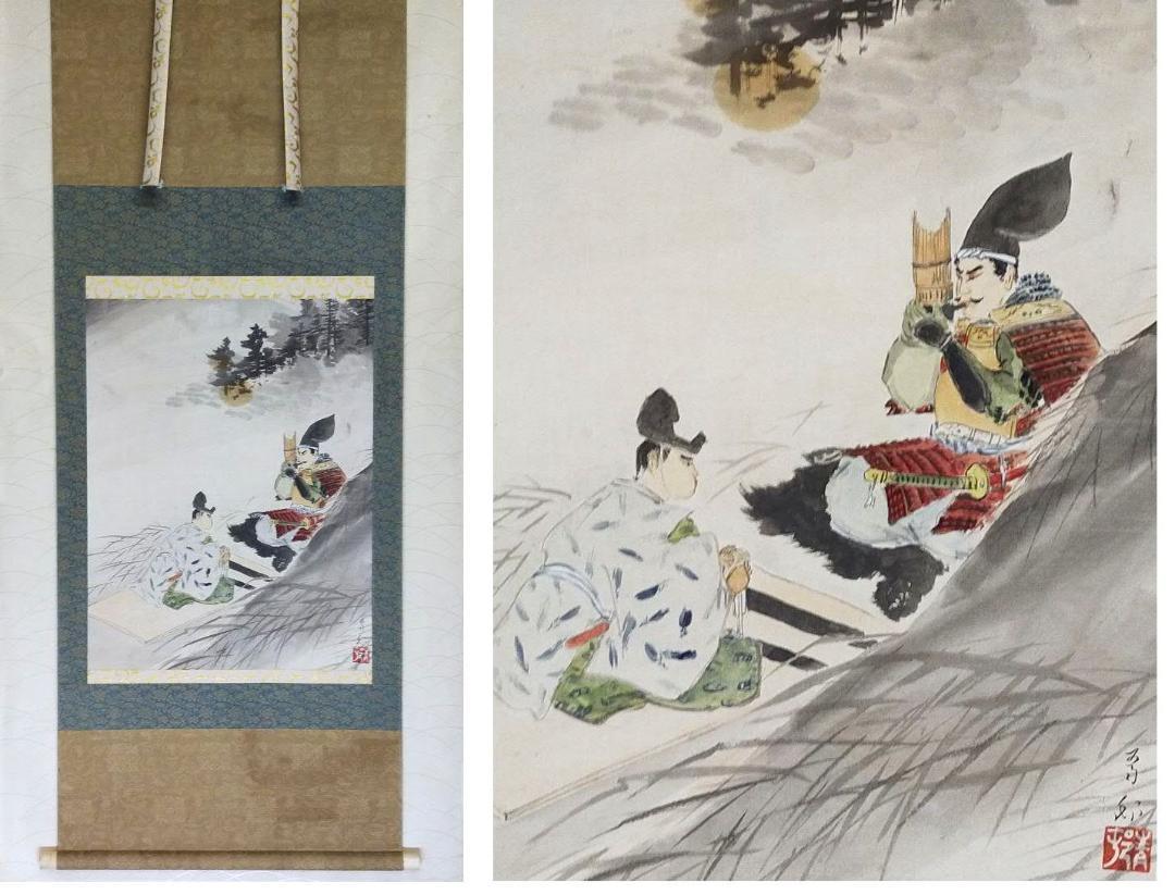 ♥【模写】掛軸　前田青邨　武者絵　掛け軸　骨董　古玩　中国 模写】掛軸 前田青邨 武者絵 掛け軸 骨董 古玩 中国 （K○前田
