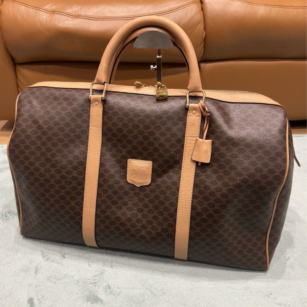 美品　CELINE セリーヌ　ボストンバッグ　マカダム　南京錠　鍵付き　大容量 CELINE セリーヌ ボストンバッグ マカダム柄 M13 南京錠 鍵付き