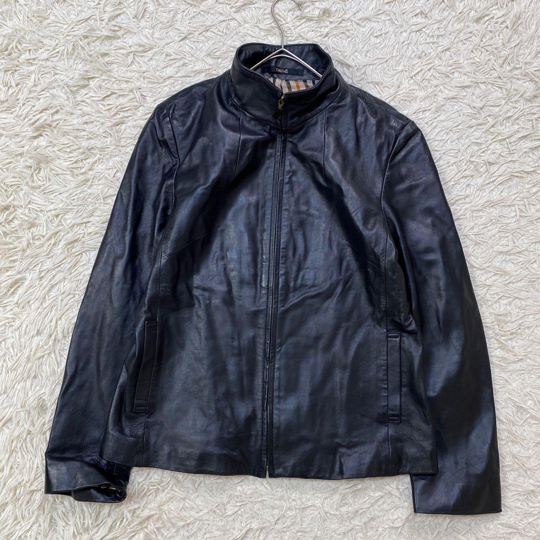 DAKS ダックス ラムレザー シングルライダース ジャケット 黒 サイズ9 DAKS ダックス ラムレザー シングルライダース ジャケット 黒