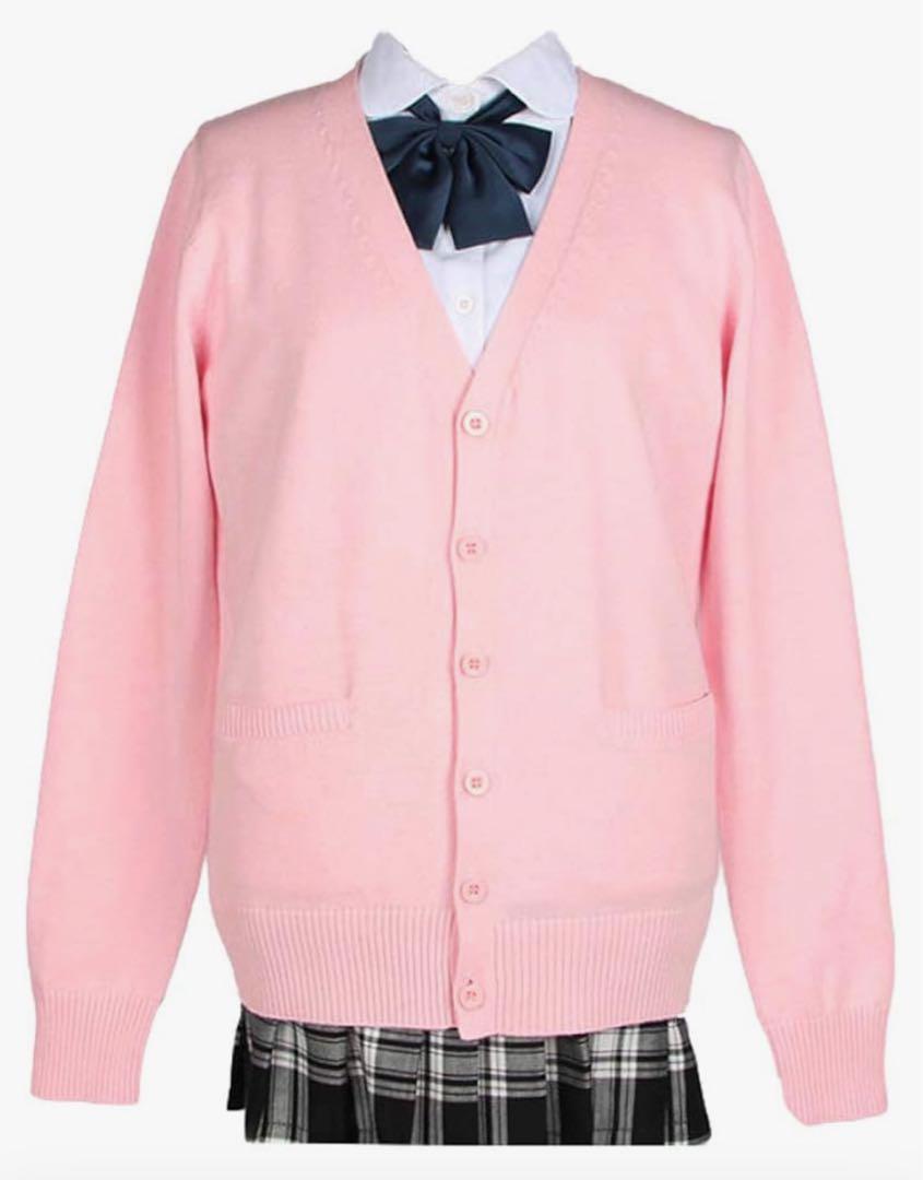 制服 カーディガン ピンク XL（カーディガン XL 黒 amazon 短く