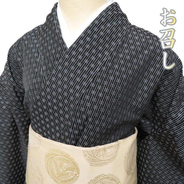 夏単衣 正絹 縦縞 トールサイズ お召 着物 A3141 夏単衣 正絹 縦縞 トールサイズ お召 着物 A3141 - メルカリ