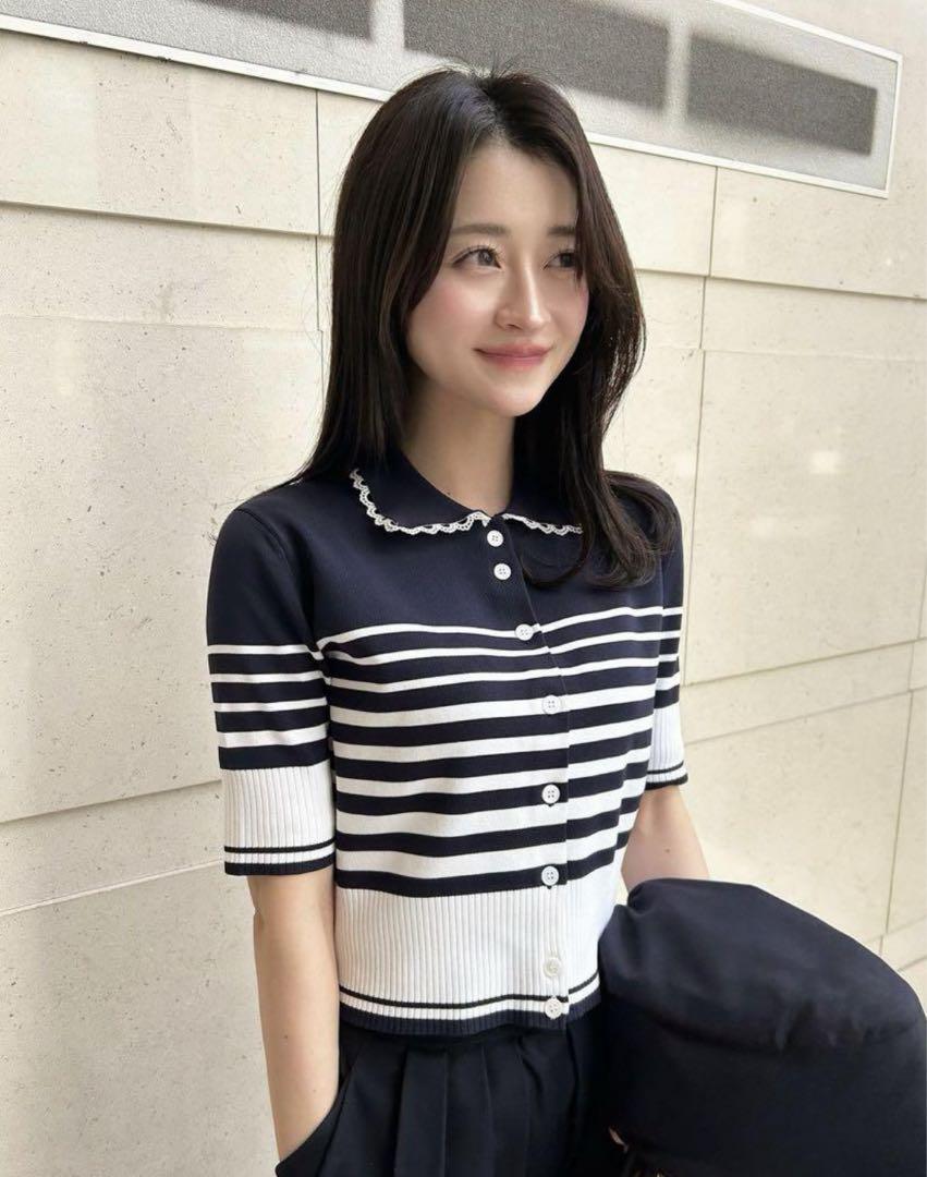 ROSIE SHIRT KNIT bibiy ニット ボーダー ポロシャツ（KNIT