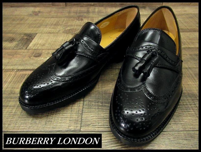 BURBERRY バーバリー タッセルローファー ノバチェック 24cm 黒色 BURBERRY ビットローファー 黒 レザー ノバチェック 【25.0