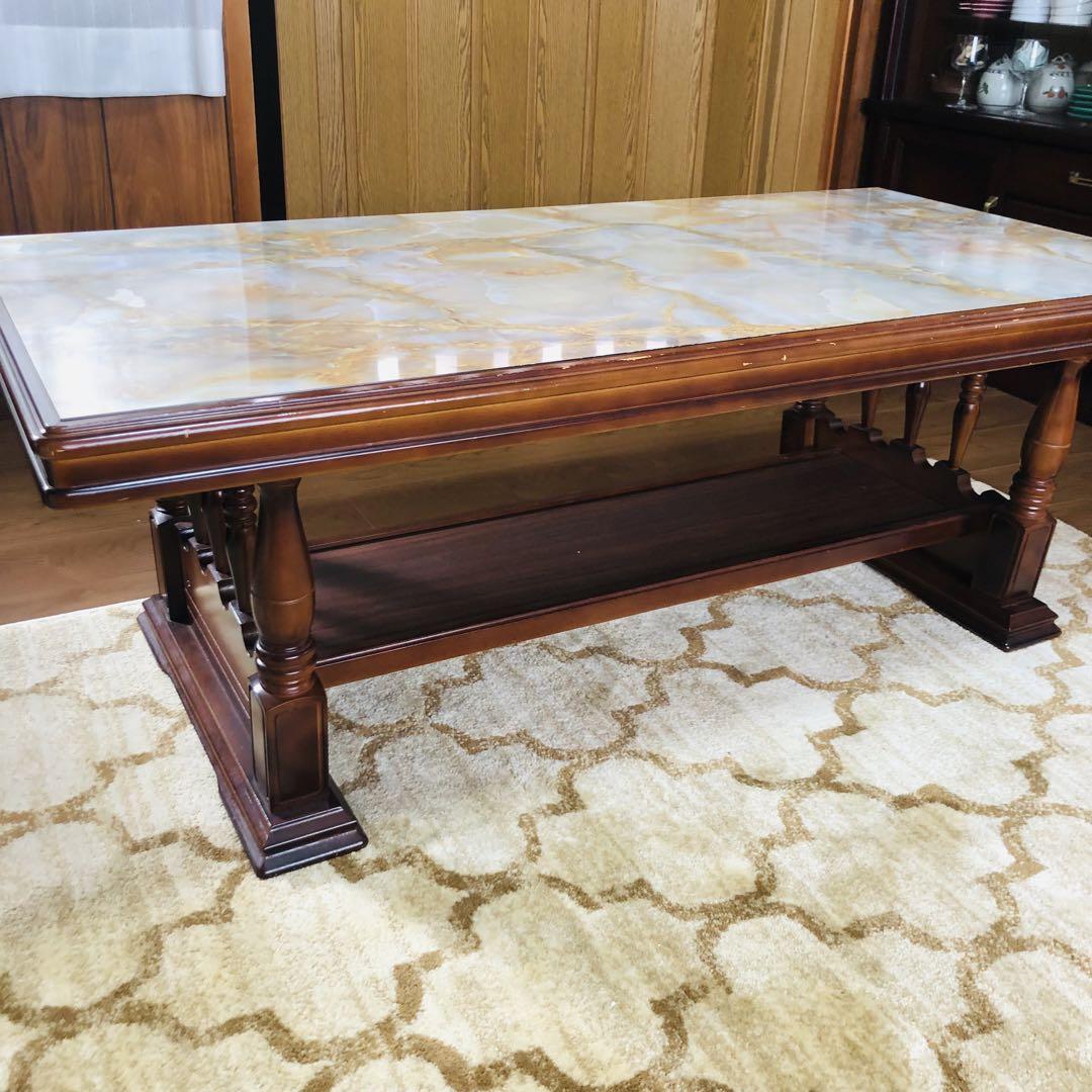 カリモク 大理石センターテーブル【美品】 0A44B6B3-E462-403F-9790-