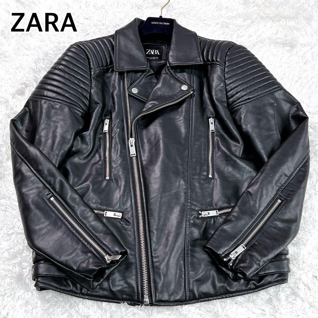 ZARA ダブルライダース Mサイズ ラムレザー ブラック ZARAザラ 羊革 ラムレザー ダブルライダースジャケット サイズM