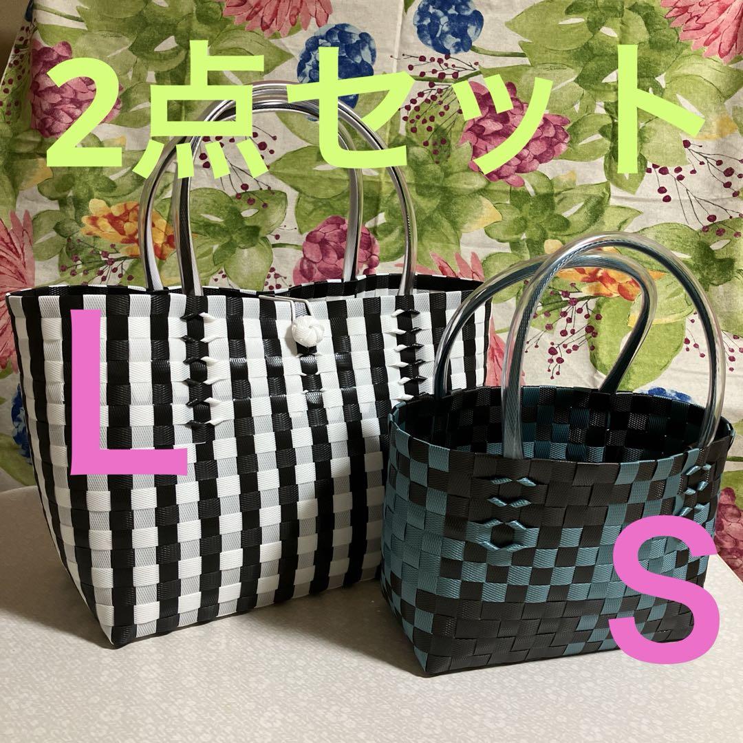 プラカゴ、バッグ ppバンドカゴバッグ,2点セット Lサイズ S