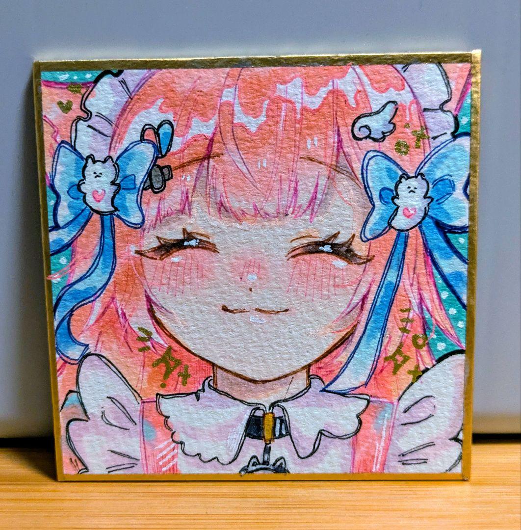 な*こ様 オリジナル 手描きアナログイラスト ミニ色紙 アナログイラスト】ミニ色紙に描いていくよ【ペン入れ＆コピック