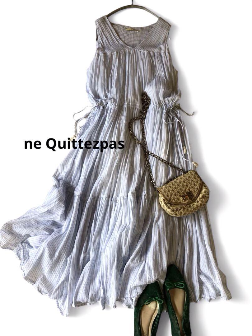 ne Quittez pas ✨未使用品ヌキテパ　ティアード　ロングワンピース 20%OFF】ne Quittez pas ヌキテパ コットン ボイル ティアード