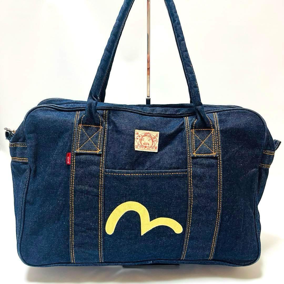 EVISU エヴィス　トートバック　デニム　カモメ　ペイント　特大　大容量 EVISU エヴィス トートバック デニム カモメ ペイント 特大 大