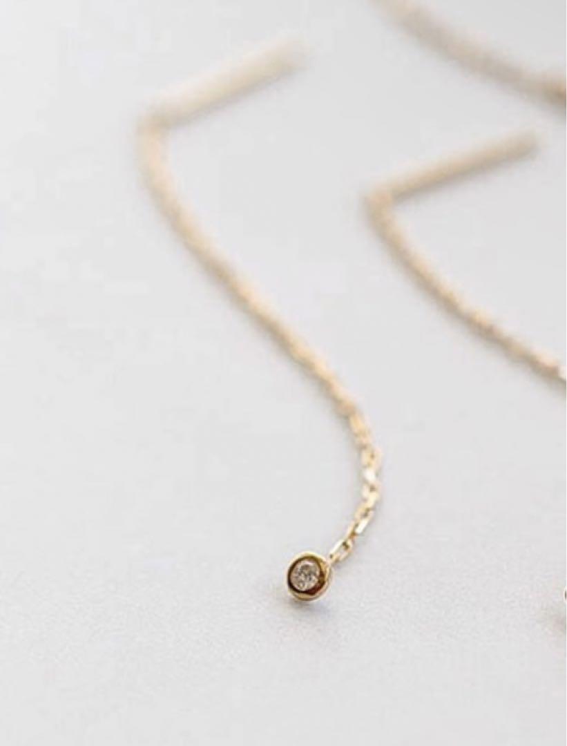 ☆LUCE&ME☆18k ptit ダイヤ ロングピアス （K18 Pink Gold Long