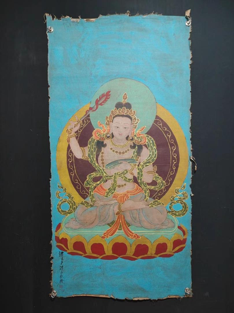 中国古美術・純手描き・人物画芯・送子觀音画像167x86cm・書画・絹本・仏像 中国古美術・純手描き・画芯・觀音画像167x86cm・書画・絹本
