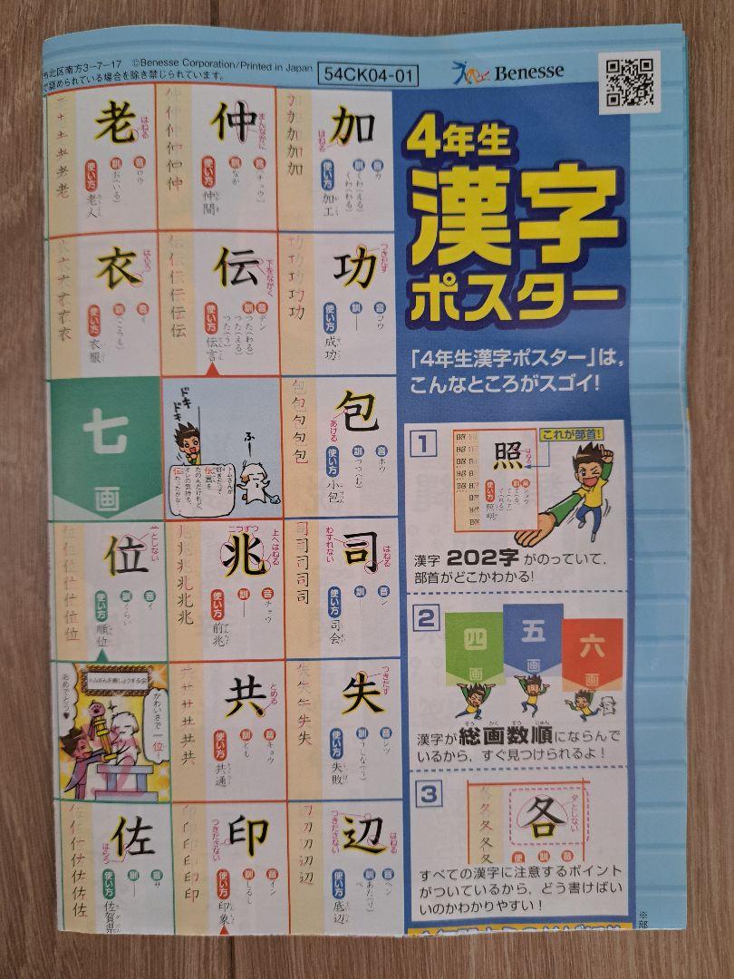 ベネッセ 進研ゼミ チャレンジ 4年生漢字ポスター （Benesse