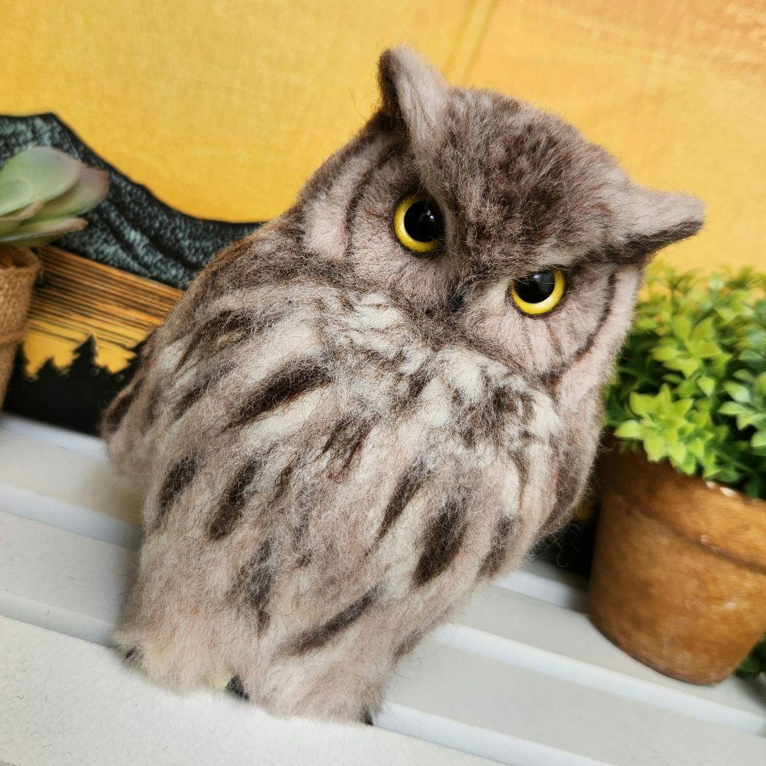 羊毛フェルト フクロウの置物 （MAX80%OFF／セール開催中 羊毛